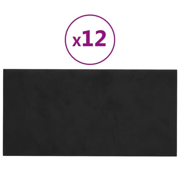 vidaXL Väggpaneler 12 st svart 30x15 cm sammet 0,54 m²