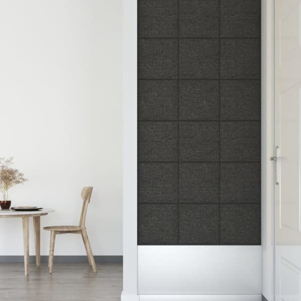 vidaXL Väggpaneler 12 st mörkgrå 30x30 cm tyg 1,08 m²