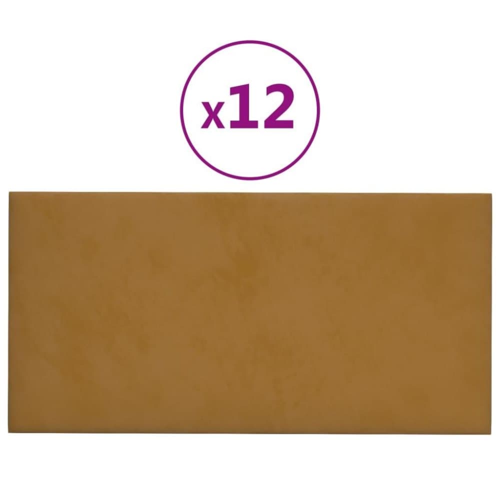 vidaXL Väggpaneler 12 st brun 30x15 cm sammet 0,54 m²
