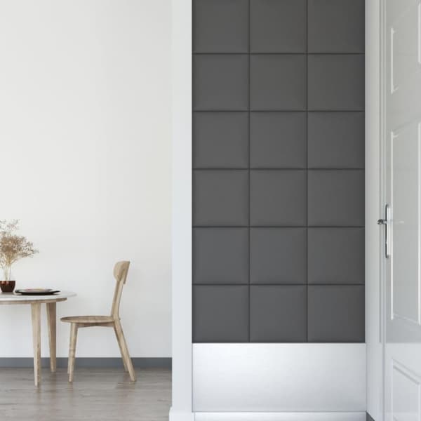 vidaXL Väggpaneler 12 st grå 30x30 cm konstläder 1,08 m²