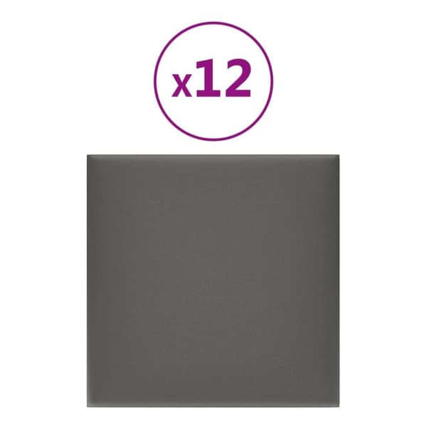 vidaXL Väggpaneler 12 st grå 30x30 cm konstläder 1,08 m²