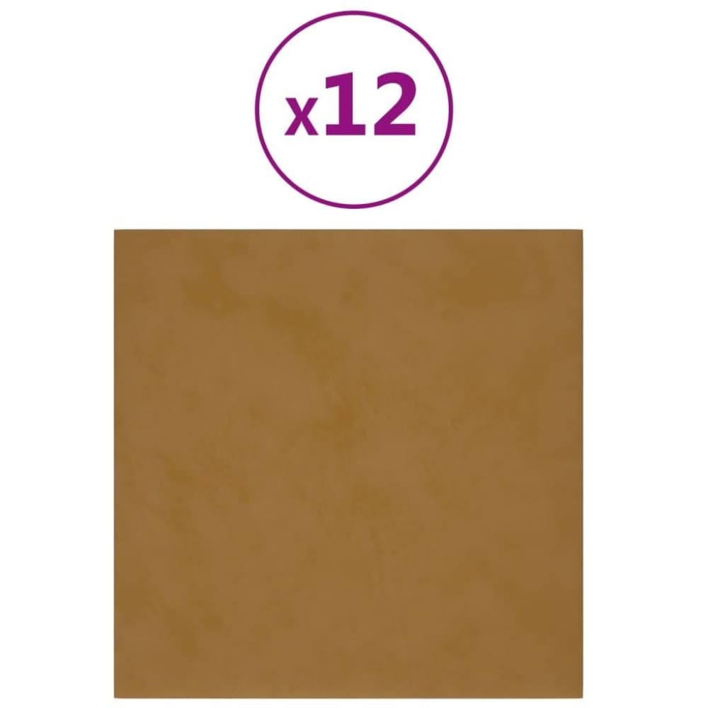 vidaXL Väggpaneler 12 st brun 30x30 cm sammet 1,08 m²