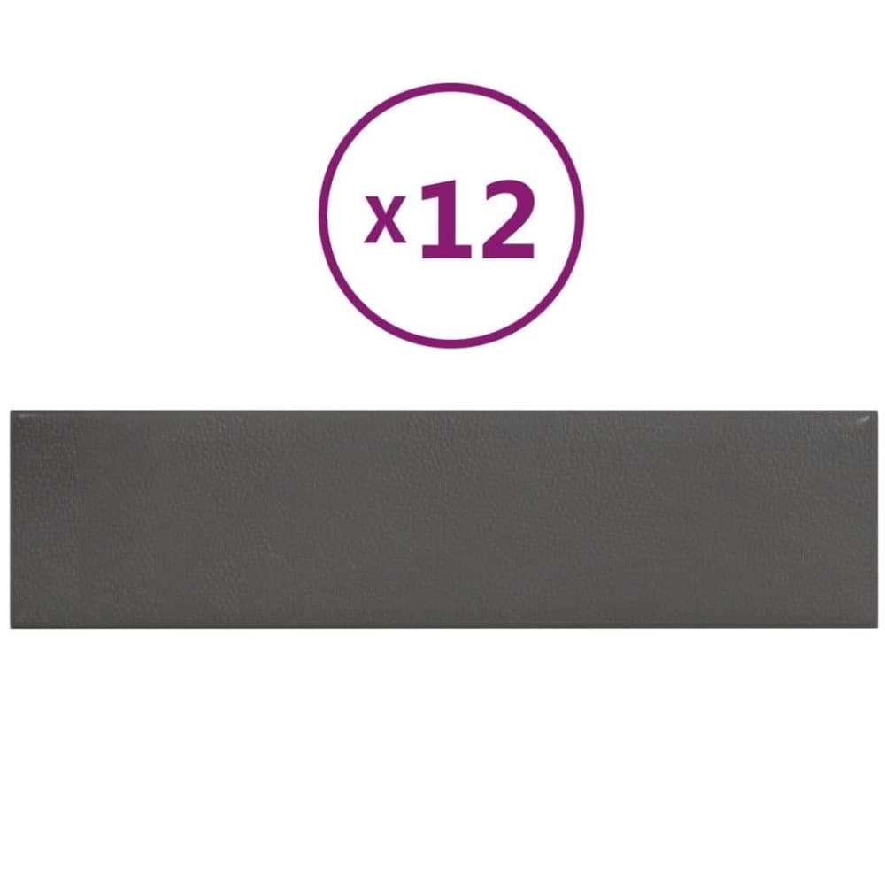 vidaXL Väggpaneler 12 st grå 60x15 cm konstläder 1,08 m²
