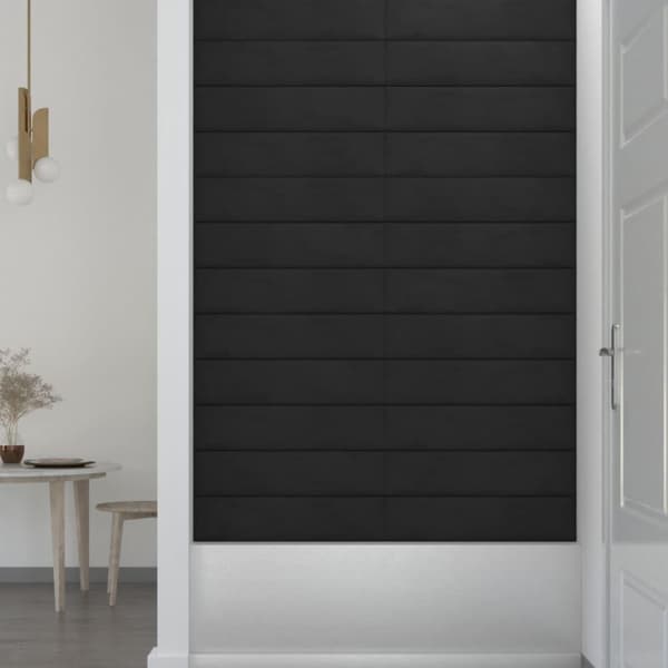 vidaXL Väggpaneler 12 st Svart 60x15 cm sammet 1,08 m²