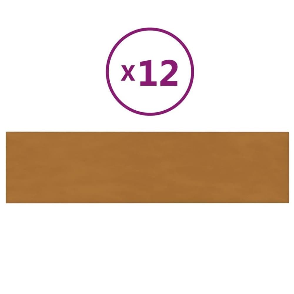 vidaXL Väggpaneler 12 st brun 60x15 cm sammet 1,08 m²