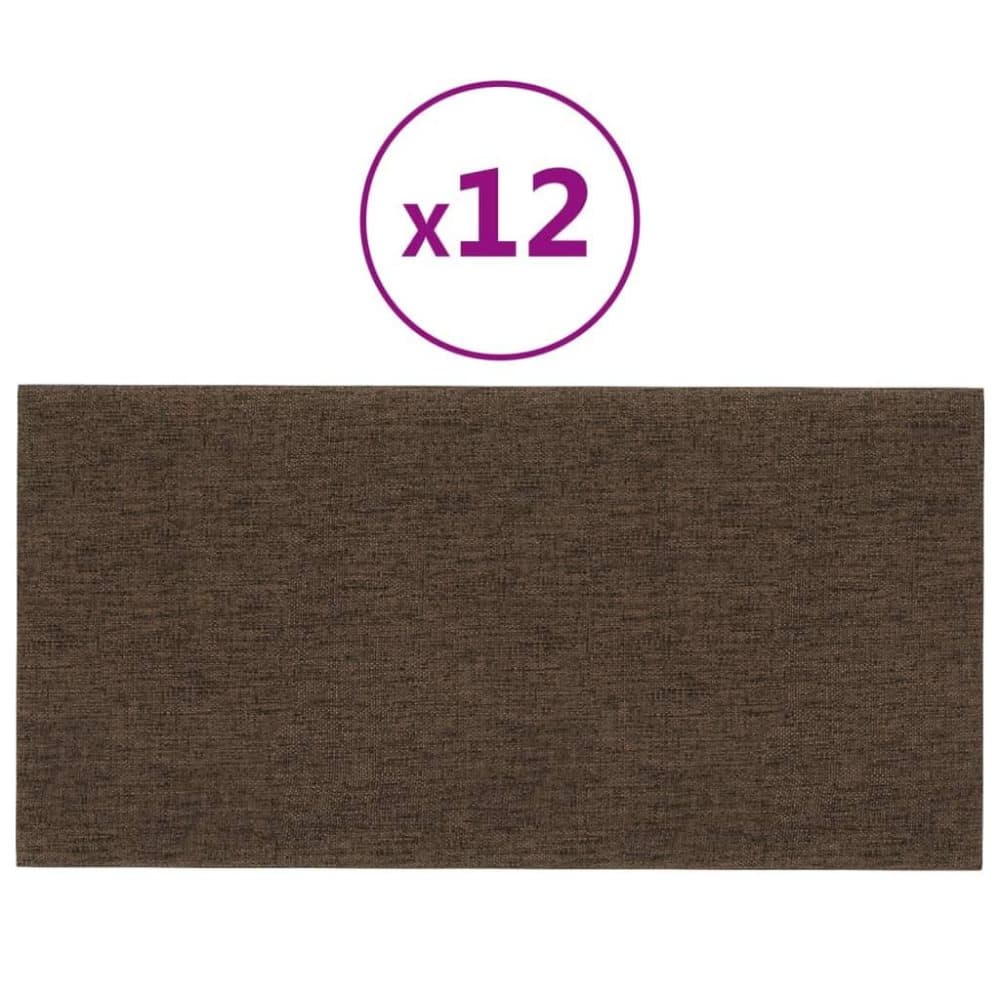 vidaXL Väggpaneler 12 st brun 60x30 cm tyg 2,16 m²
