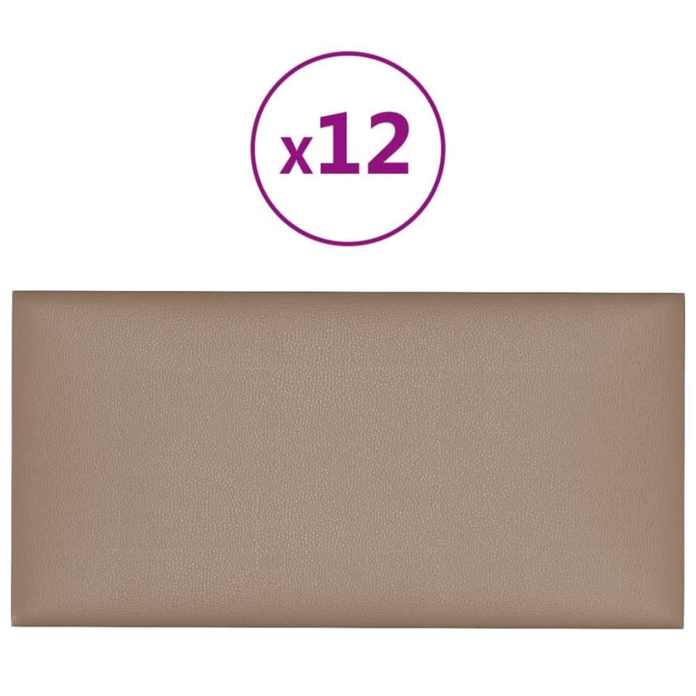 vidaXL Väggpaneler 12 st cappuccino 60x30 cm konstläder 2,16 m²