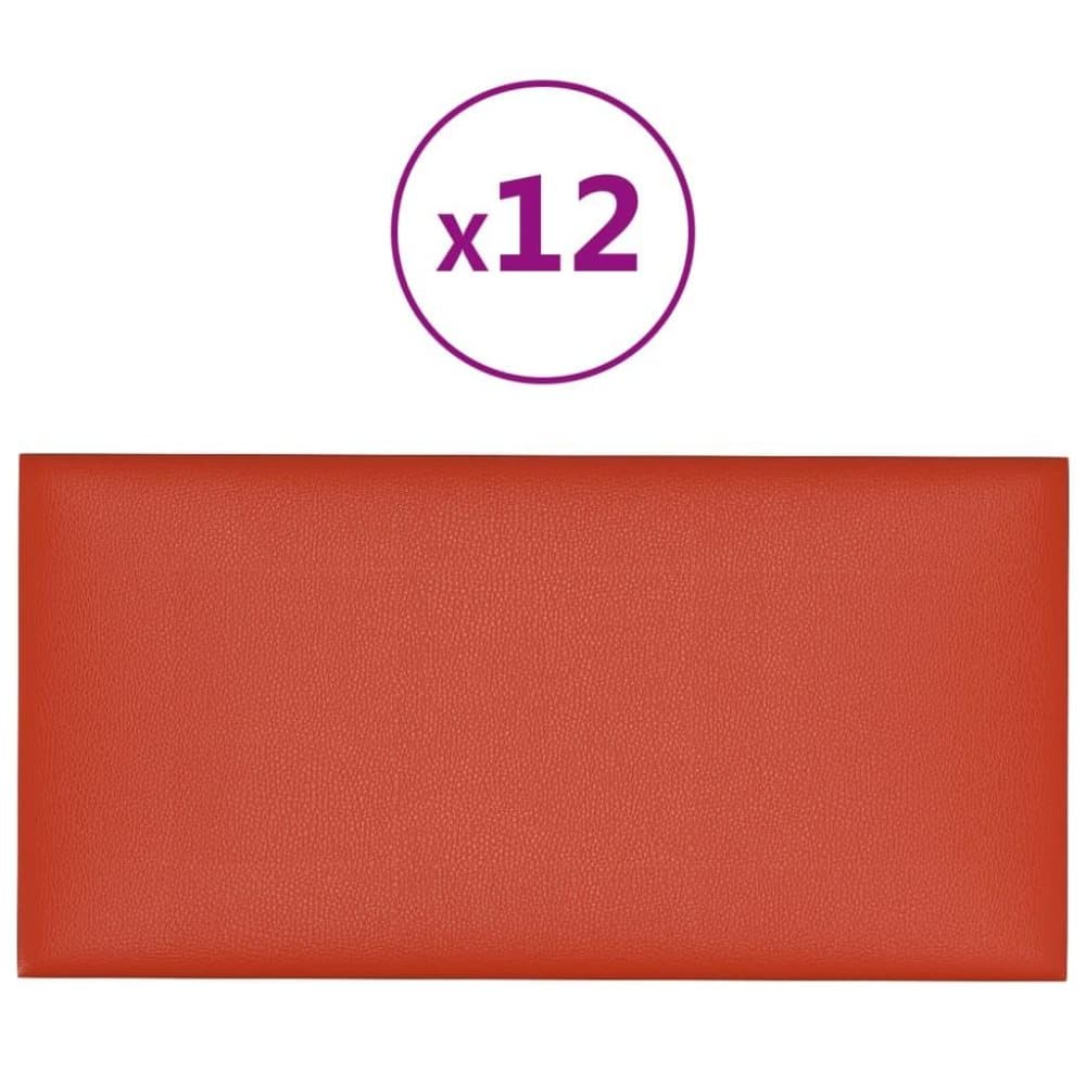 vidaXL Väggpaneler 12 st röd 60x30 cm konstläder 2,16 m²