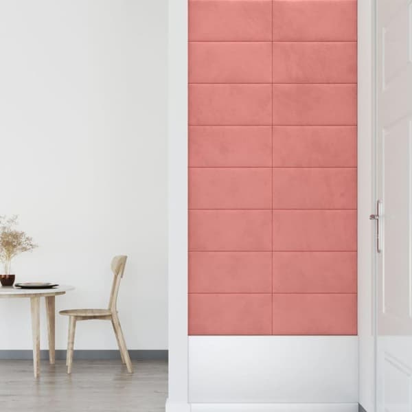 vidaXL Väggpaneler 12 st rosa 60x30 cm sammet 2,16 m²