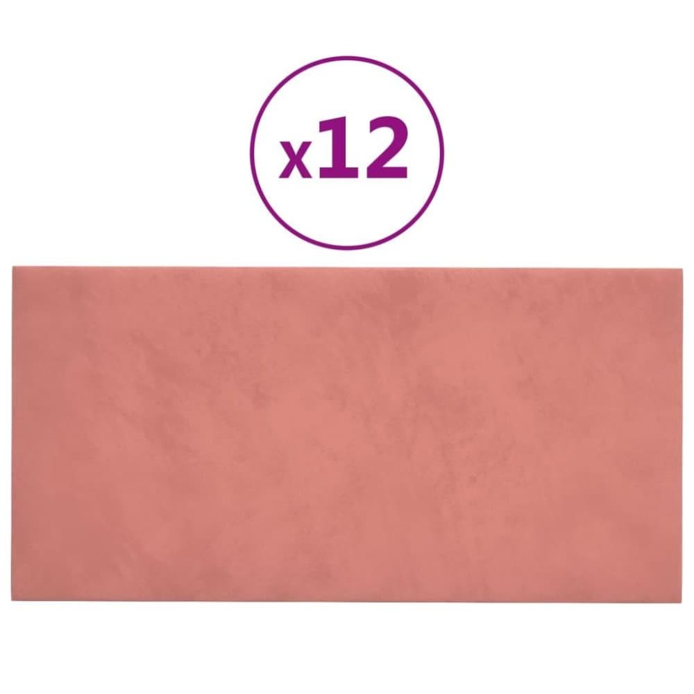 vidaXL Väggpaneler 12 st rosa 60x30 cm sammet 2,16 m²