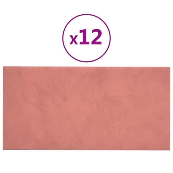 vidaXL Väggpaneler 12 st rosa 60x30 cm sammet 2,16 m²