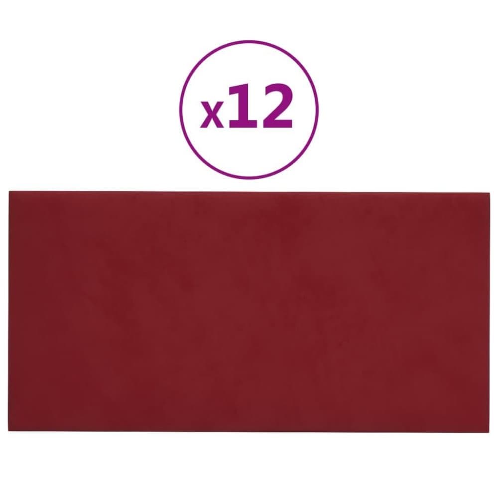 vidaXL Väggpaneler 12 st vinröd 60x30 cm sammet 2,16 m²