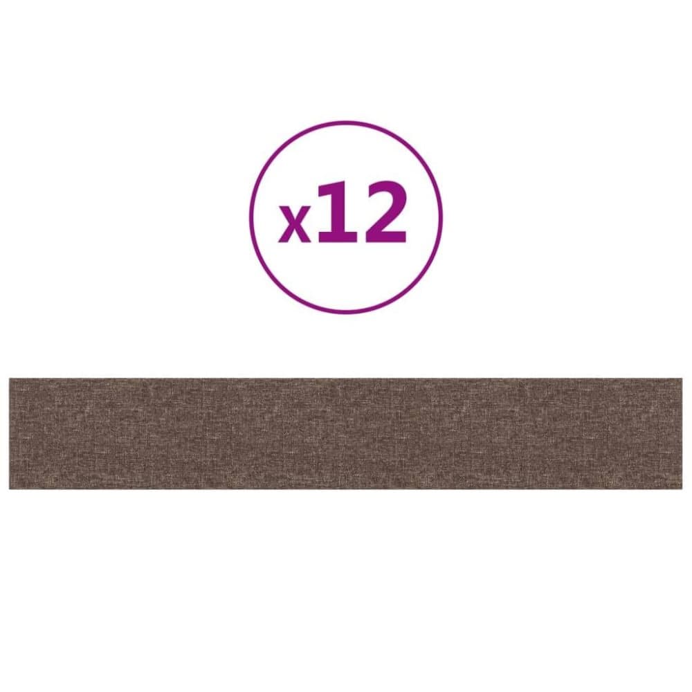 vidaXL Väggpaneler 12 st taupe 90x15 cm tyg 1,62 m²