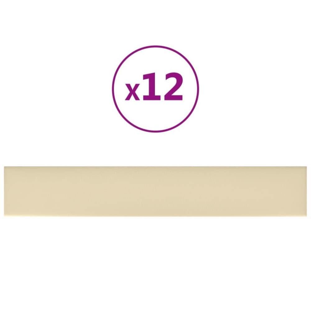vidaXL Väggpaneler 12 st gräddvit 90x15 cm konstläder 1,62 m²