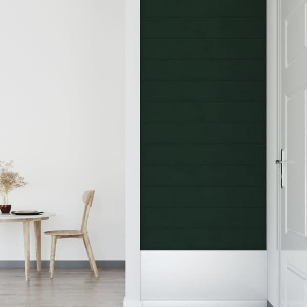 vidaXL Väggpaneler 12 st mörkgrön 90x15 cm sammet 1,62 m²
