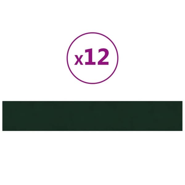 vidaXL Väggpaneler 12 st mörkgrön 90x15 cm sammet 1,62 m²
