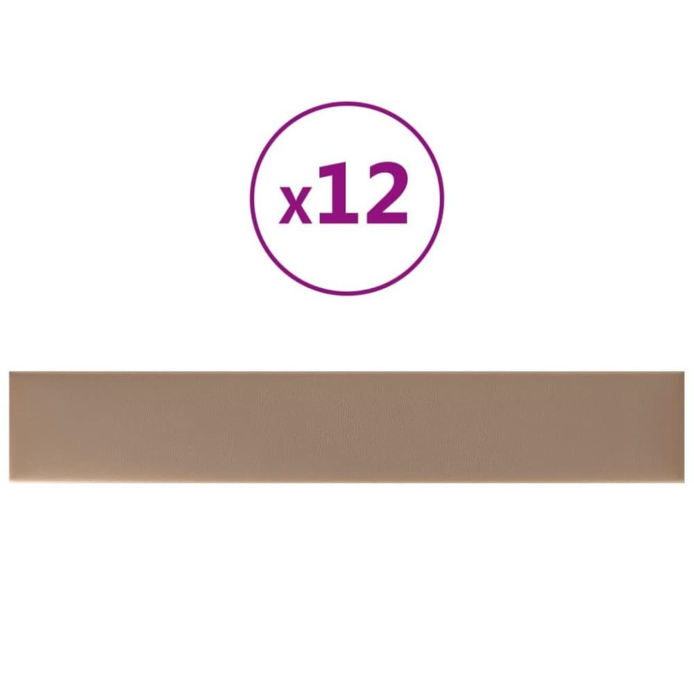 vidaXL Väggpaneler 12 st cappuccino 90x15 cm konstläder 1,62 m²