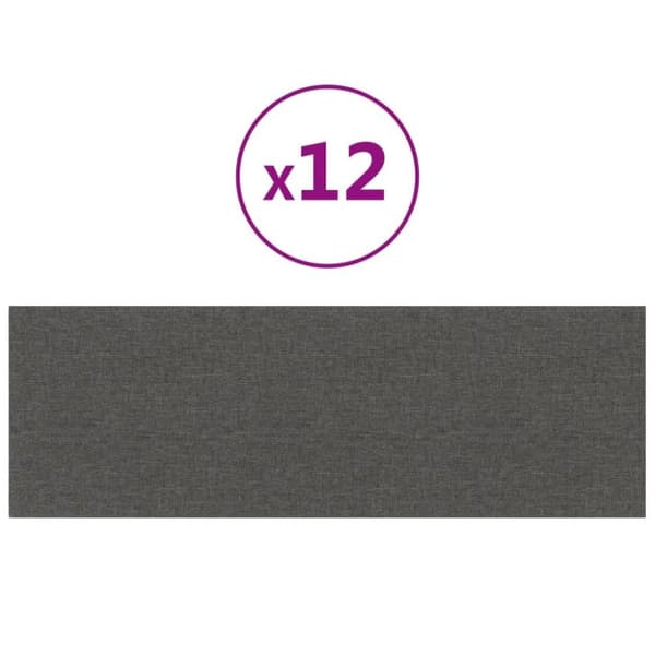 vidaXL Väggpaneler 12 st mörkgrå 90x30 cm tyg 3,24 m²