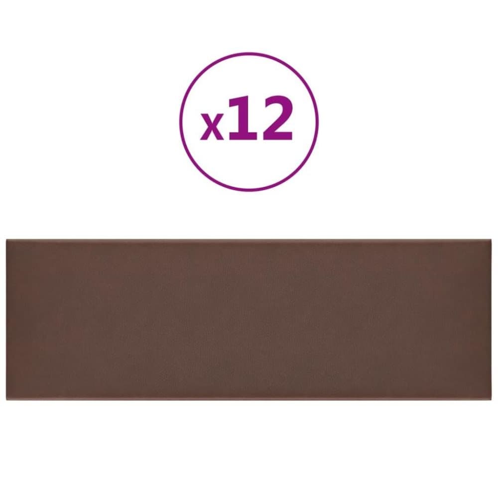vidaXL Väggpaneler 12 st brun 90x30 cm konstläder 3,24 m²