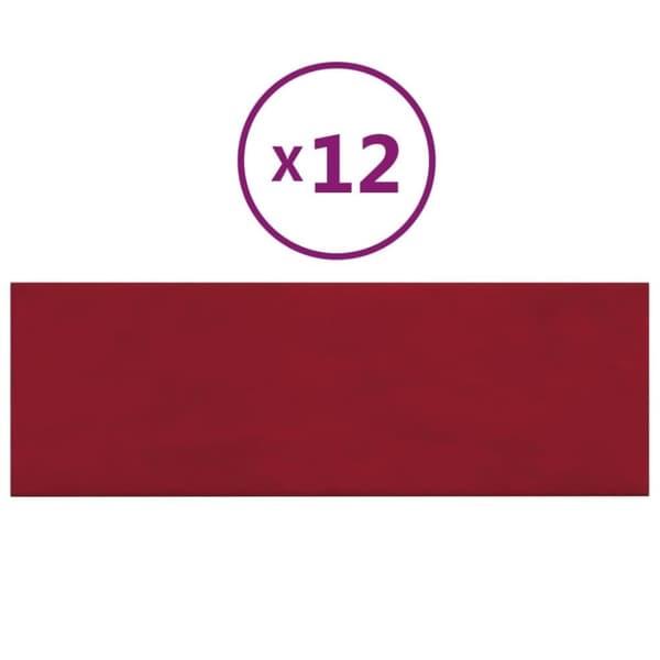 vidaXL Väggpaneler 12 st vinröd 90x30 cm sammet 3,24 m²