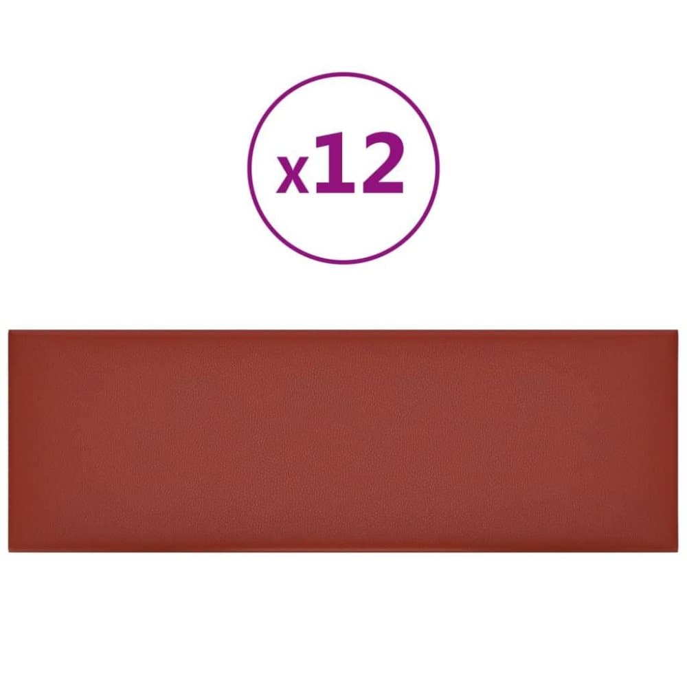 vidaXL Väggpaneler 12 st vinröd 90x30 cm konstläder 3,24 m²