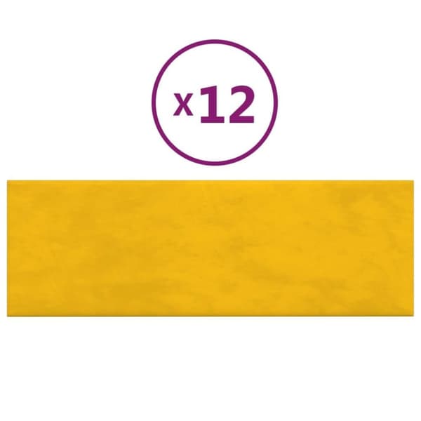 vidaXL Väggpaneler 12 st gul 90x30 cm sammet 3,24 m²