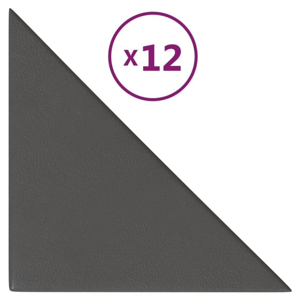 vidaXL Väggpaneler 12 st grå 30x30 cm konstläder 1,08 m²