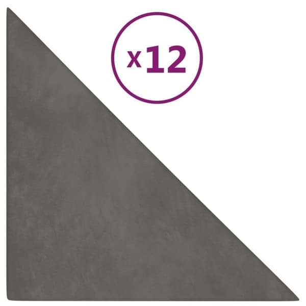 vidaXL Väggpaneler 12 st mörkgrå 30x30 cm sammet 1,08 m²