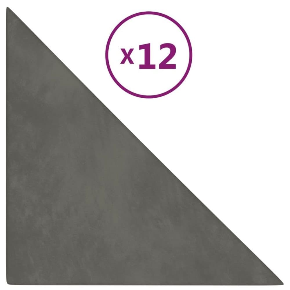 vidaXL Väggpaneler 12 st mörkgrå 30x30 cm sammet 1,08 m²