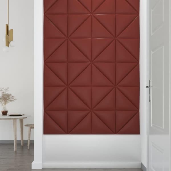 vidaXL Väggpaneler 12 st vinröd 30x30 cm konstläder 1,08 m²