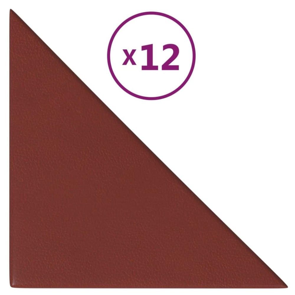 vidaXL Väggpaneler 12 st vinröd 30x30 cm konstläder 1,08 m²