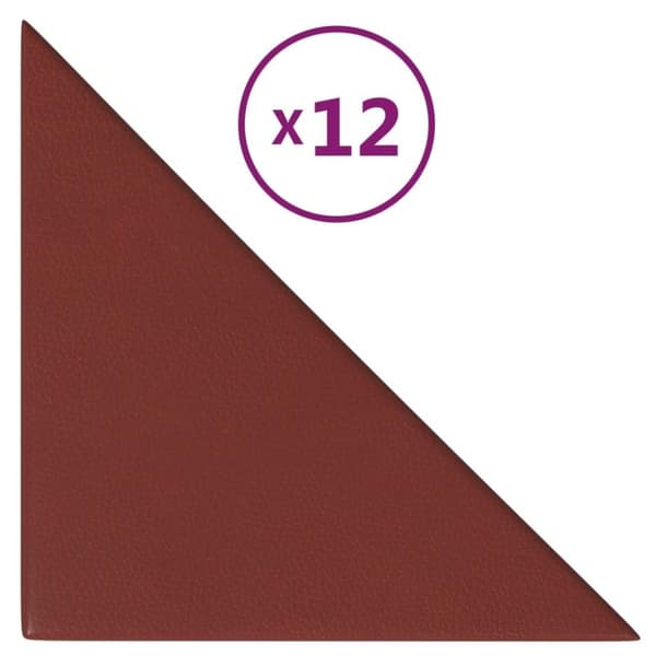 vidaXL Väggpaneler 12 st vinröd 30x30 cm konstläder 1,08 m²