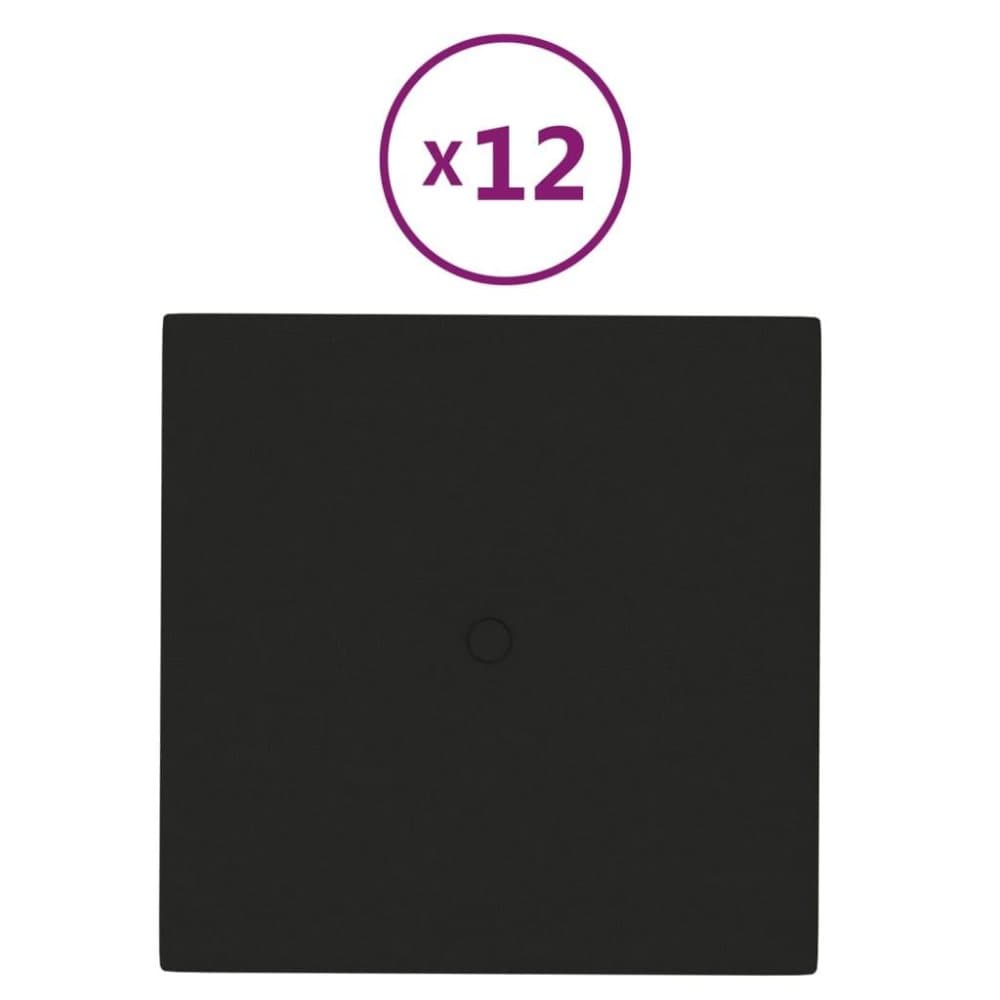 vidaXL Väggpaneler 12 st svart 30x30 cm tyg 1,08 m²