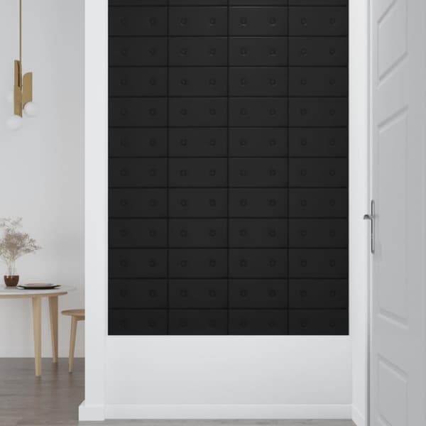 vidaXL Väggpaneler 12 st svart 30x15 cm konstläder 0,54 m²