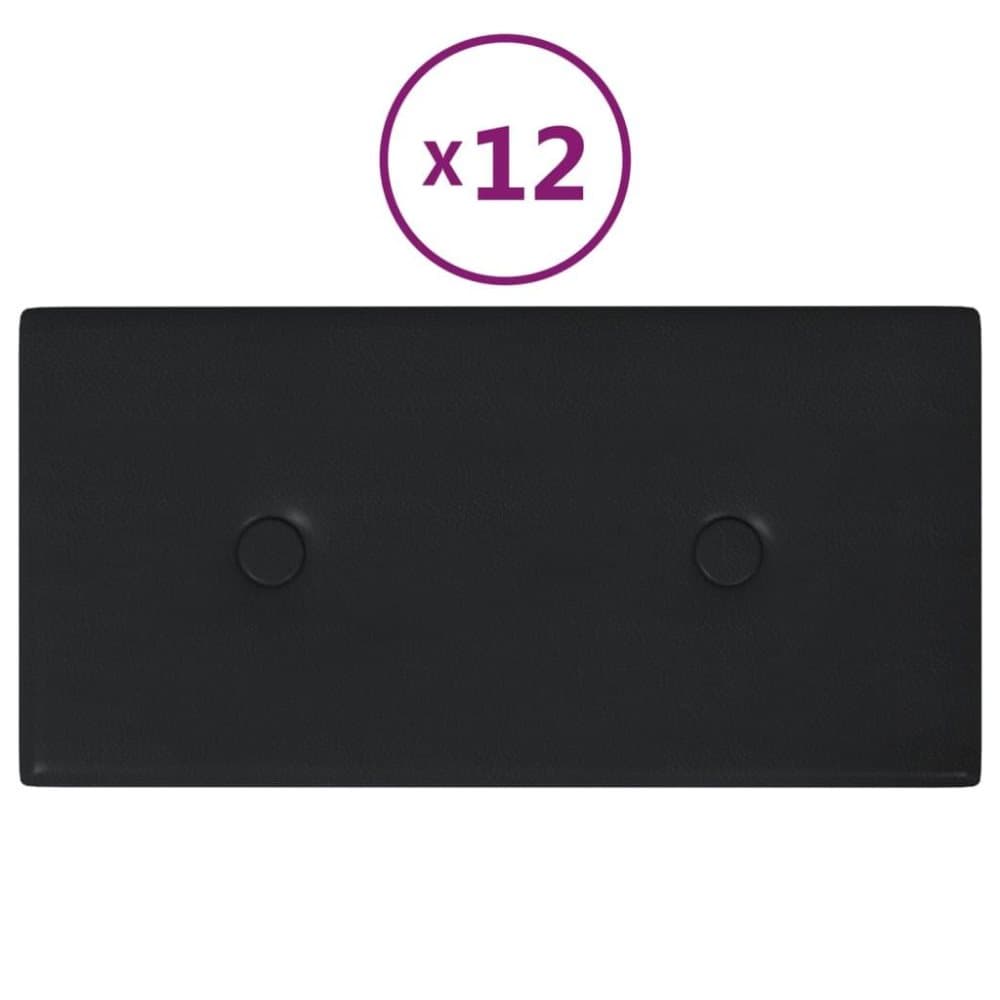 vidaXL Väggpaneler 12 st svart 30x15 cm konstläder 0,54 m²