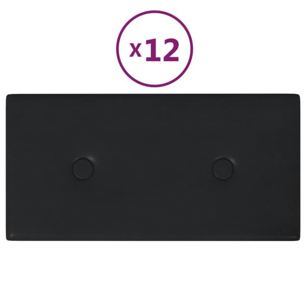 vidaXL Väggpaneler 12 st svart 30x15 cm konstläder 0,54 m²