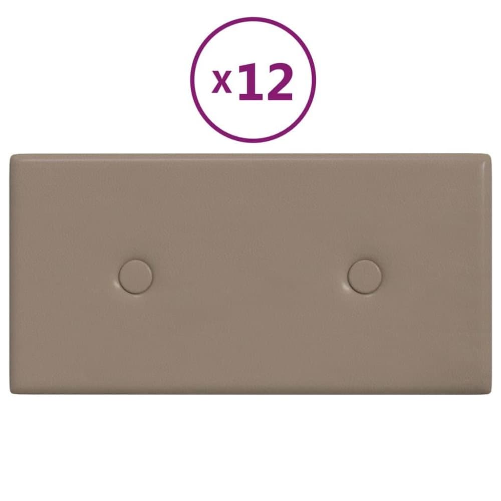 vidaXL Väggpaneler 12 st cappuccino 30x15 cm konstläder 0,54 m²