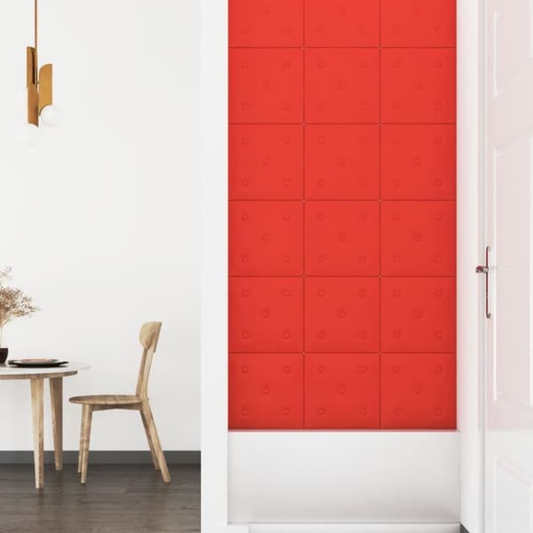 vidaXL Väggpaneler 12 st röd 30x30 cm konstläder 1,08 m²