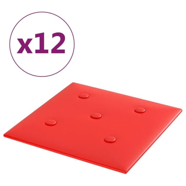 vidaXL Väggpaneler 12 st röd 30x30 cm konstläder 1,08 m²