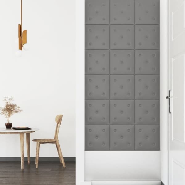 vidaXL Väggpaneler 12 st grå 30x30 cm konstläder 1,08 m²
