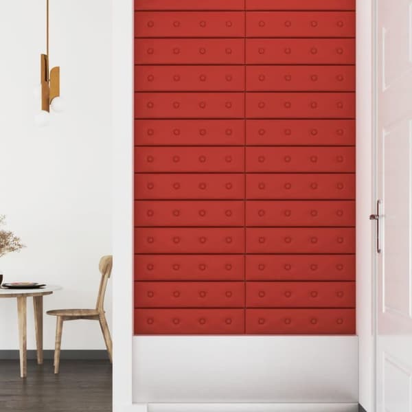 vidaXL Väggpaneler 12 st vinröd 60x15 cm konstläder 1,08 m²