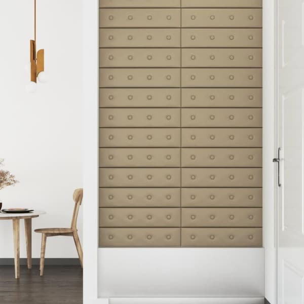 vidaXL Väggpaneler 12 st cappuccino 60x15 cm konstläder 1,08 m²