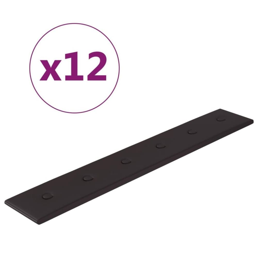 vidaXL Väggpaneler 12 st svart 90x15 cm konstläder 1,62 m²