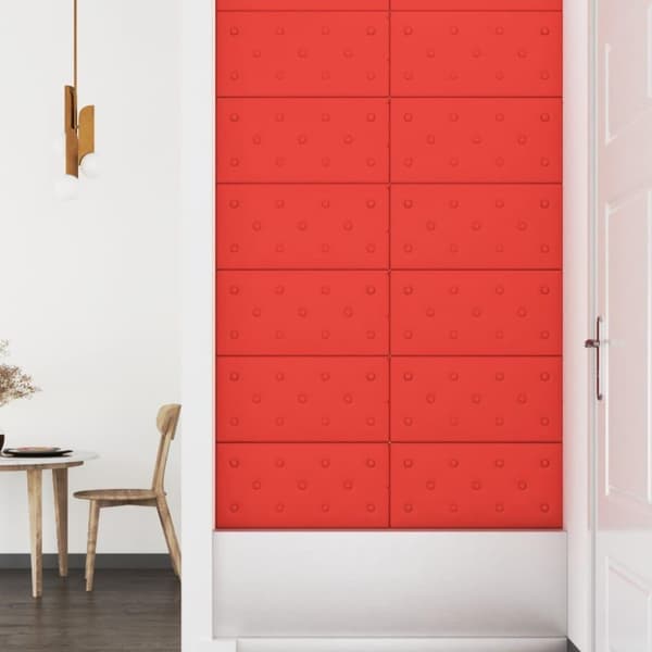 vidaXL Väggpaneler 12 st röd 60x30 cm konstläder 2,16 m²