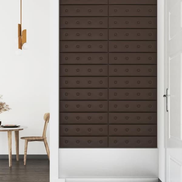vidaXL Väggpaneler 12 st brun 60x15 cm konstläder 1,08 m²