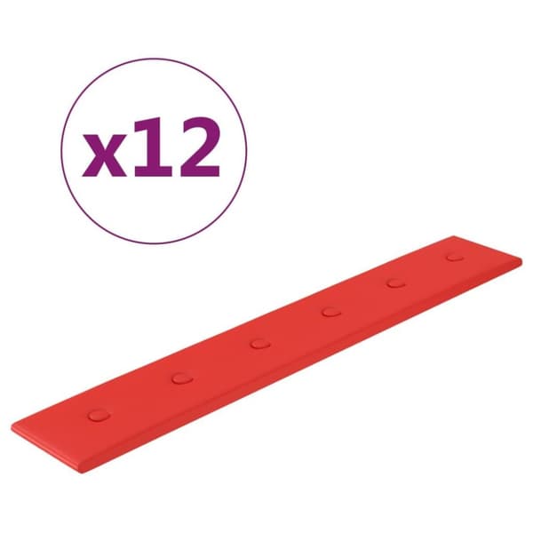 vidaXL Väggpaneler 12 st röd 90x15 cm konstläder 1,62 m²
