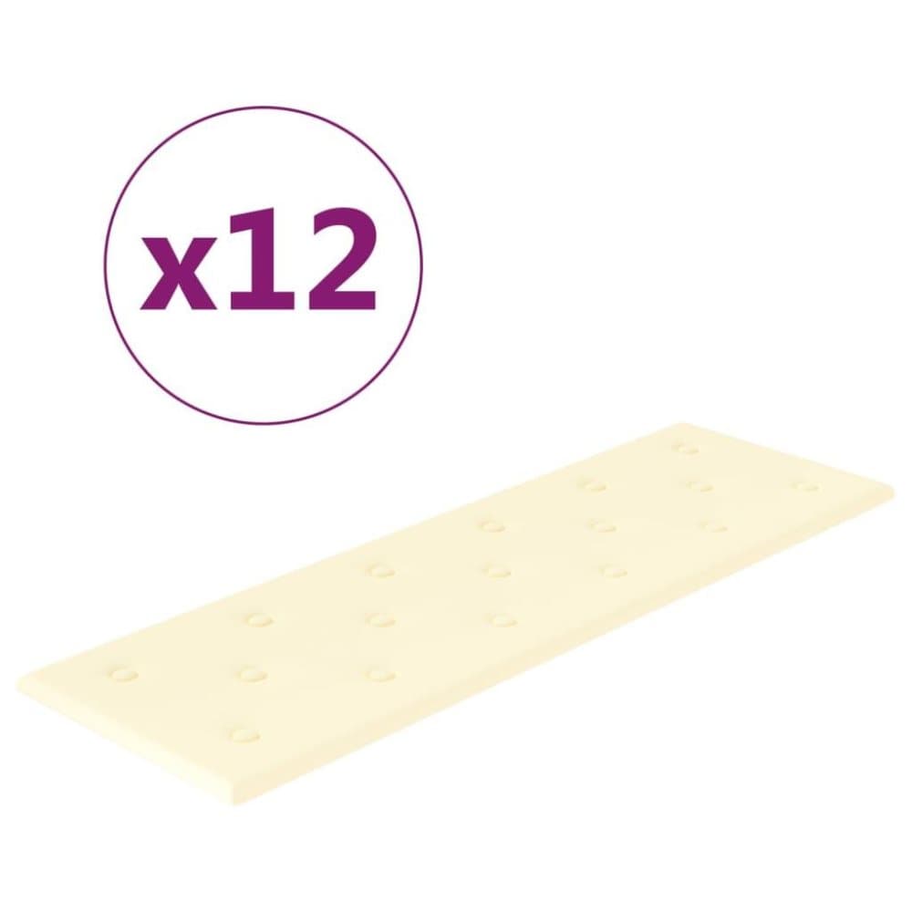 vidaXL Väggpaneler 12 st gräddvit 90x30 cm konstläder 3,24 m²