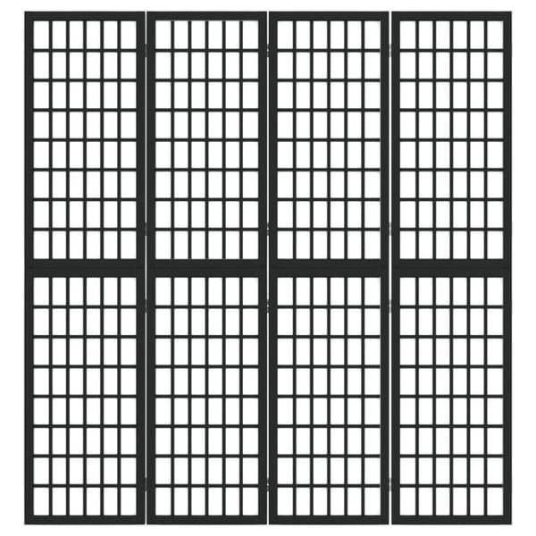 vidaXL Sammenleggbar romdeler 4 paneler japansk stil 160x170 cm svart
