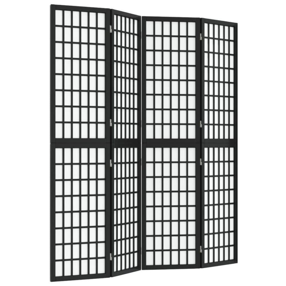 vidaXL Rumsavdelare med 4 paneler japansk stil 160x170 cm svart