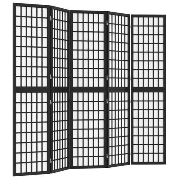 vidaXL Sammenleggbar romdeler 5 paneler japansk stil 200x170 cm svart
